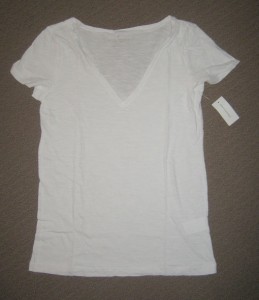 BananaRepublicTee The perfect wide V-neck, long, and think cotton white tee.