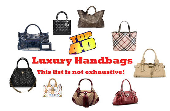 Top40handbags-small Clockwise from centre top: Bottega Veneta weave bag, Burberry bag, Chloe Paddington bag, Salvatore Ferragamo Vitello bag, Gucci Indy bag, Louis Vuitton bag, Marc Jacobs bag, Balenciaga Lariat bag, Lady Dior bag.