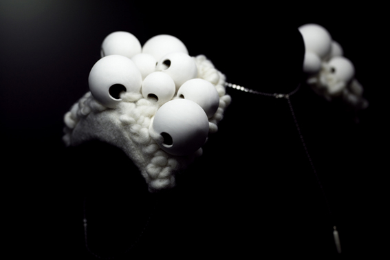 Beaded and Knitted Shoulders.