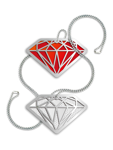 Reflective diamond pendants by Rezon