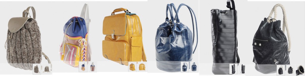 From left to right: Ruco Line, Tosca Blu, Piquadro, Parentesi, Giadadanielle, and Balenciaga.